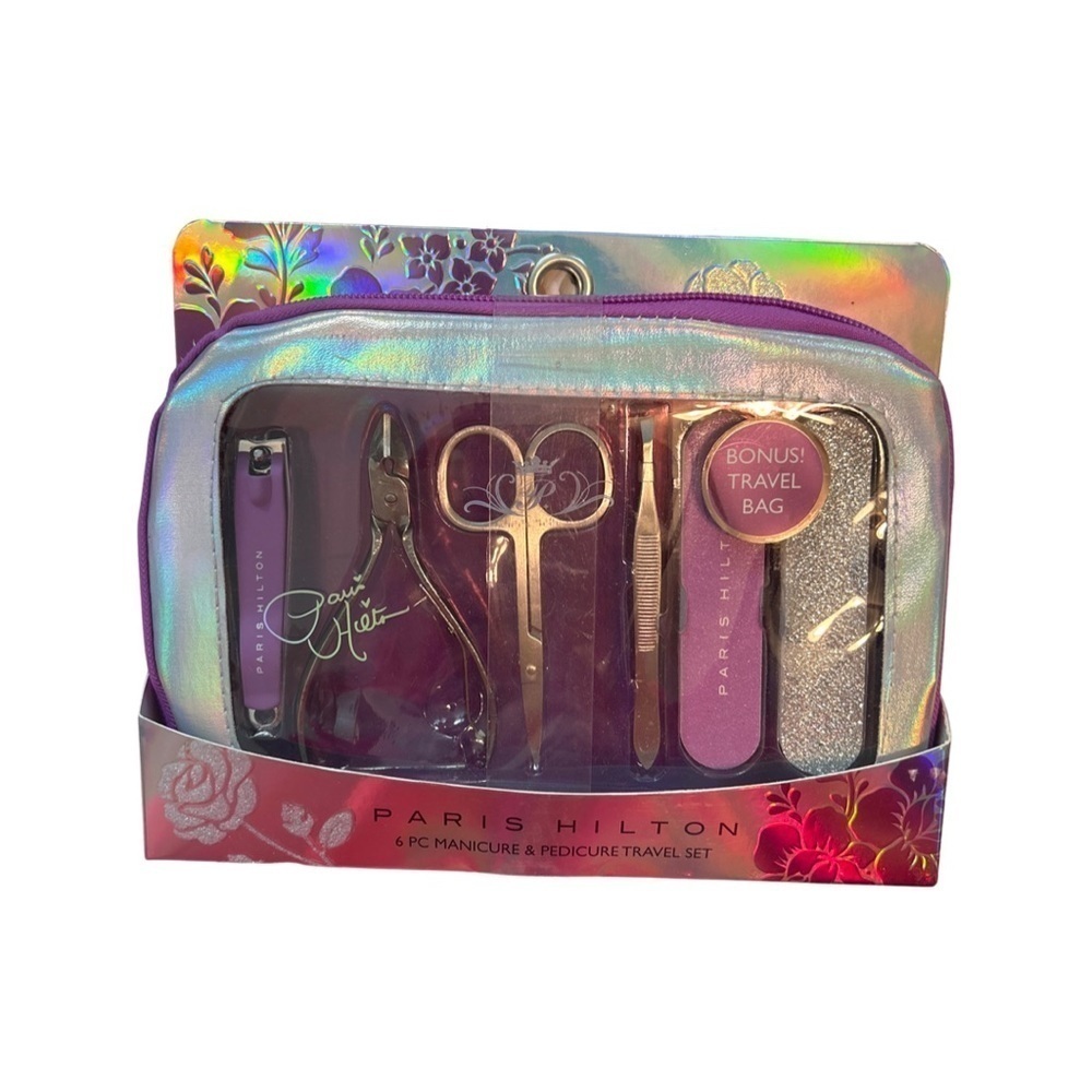 Paris Hilton 6 Piece Manicure and Pedicure Essential Travel Set W/Carrying Case